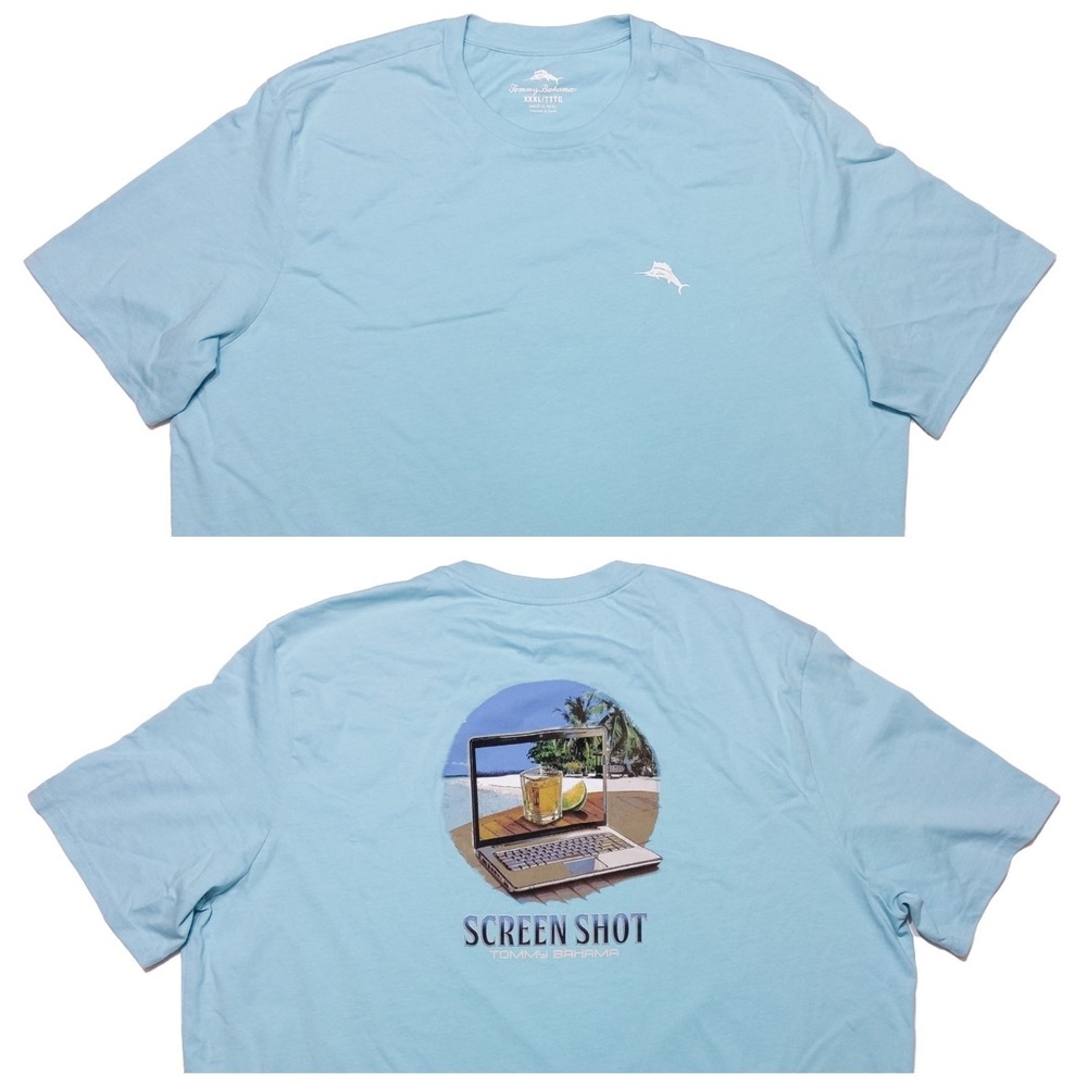 TOMMY BAHAMA Short Sleeve T-Shirt Screen Shot Laptop Blue 3XL